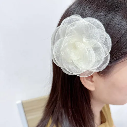 Vista 6 de Delicados broches de flores de rosas, delicados broches de flores de encaje grandes clásicos para bodas, fiestas, banquetes de baile para mujeres
