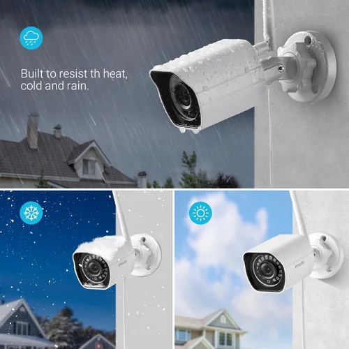 Vista 2 de Zmodo Cámaras para seguridad en el hogar (paquete de cámaras para interiores y exteriores), 1080p HD, cámara IP inalámbrica WiFi, detección