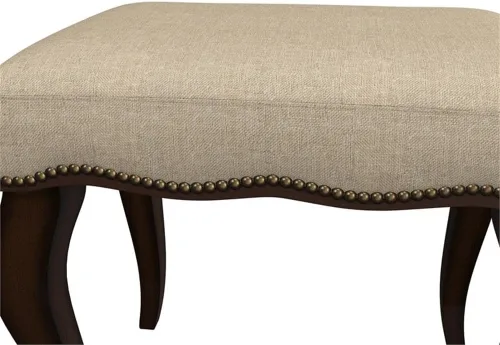 Vista 7 de Hillsdale Hamilton Taburete tapizado de madera y sin espalda para sala de maquillaje y baño, roble bruñido