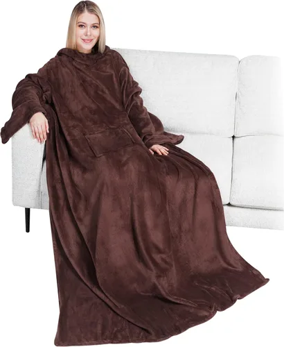 Vista 31 de PAVILIA Wearable Blanket with Sleeves for Adult Women Men, Cozy Fleece Warm Wrap Throw with Arms, Gifts for Christmas, Wife