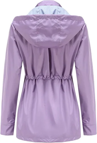 Vista 4 de MODFUL Chaquetas ligeras para mujer, chaqueta impermeable para lluvia, rompevientos, gabardinas al aire libre con capucha