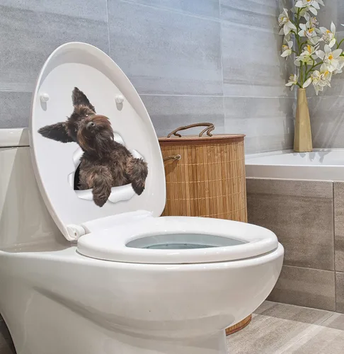 Vista 5 de Winston & Bear Lindas calcomanías de pared Schnauzer - Paquete de 2 calcomanías 3D para inodoro de perro, calcomanía para ventana de coche