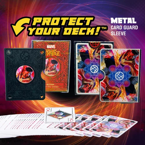 Vista 3 de Fantasma Presenta el mazo mágico de cartas coleccionables de Doctor Strange de Marvel, con funda protectora de metal para cartas mágicas.