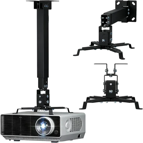 Vista 15 de WALI Soporte de techo para proyector, soporte universal para proyector de perfil bajo con brazos retráctiles y función de ajuste múltiple Blanco