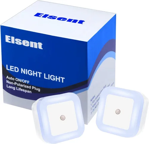 Vista 6 de Paquete de 2 luces nocturnas LED de color verde brillante, luz nocturna enchufable de 0.5 W con sensor de luz automático, para baño, pasillo, cocina
