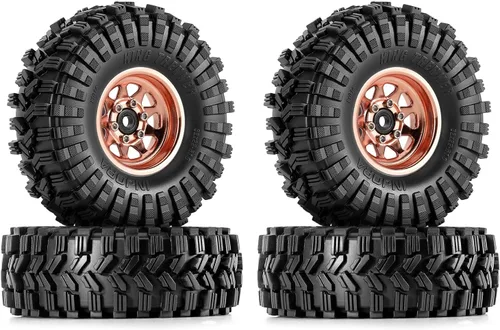 Vista 12 de Juego de ruedas Beadlock de 1.0 - 3.78 mm de desplazamiento para coche de oruga RC 1/18 1/24 Axial AX24 SCX24 FMS FCX24 TRX4M, Negro (W1004-T1014)