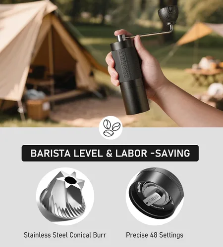 Vista 5 de STARESSO Kit de viaje 2026, juego de máquina de café espresso portátil y molinillo, doble uso para café molido y vainas, no necesita energía
