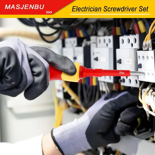 Vista 6 de Juego de destornilladores para electricista aislados de 1000V, juego de destornilladores de 29 piezas, juego de herramientas de destornillador