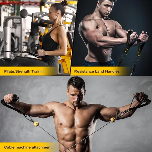 Vista 6 de Gym Equipment, Cable Attachments for Gym, Home Workout Equipment Machine Grip Attachments, Resistance Bands Handles for Weight Strength Trainer, Gym