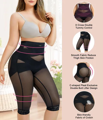 Vista 3 de Nebility Moldeador de cuerpo para mujer con control de abdomen, leggings sin costuras, levantadores de glúteos, calzas de cintura alta, entrenador
