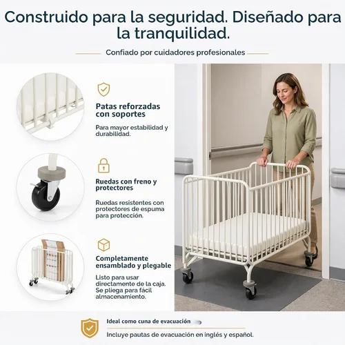 Vista 7 de L.A. Baby Deluxe Holiday Mini/Cuna plegable portátil de metal, color blanco