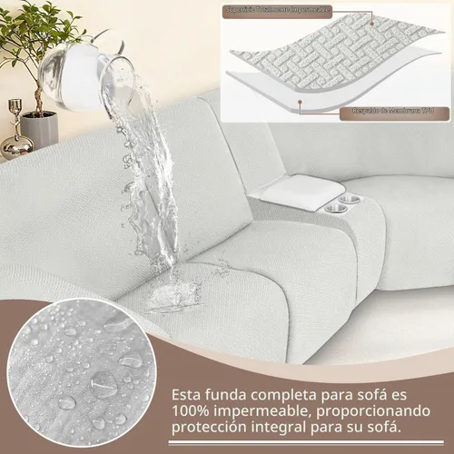 Vista 4 de ALIECOM Fundas de sofá seccional reclinable 100% impermeables en forma de L, elásticas, de esquina, funda de sofá seccional reclinable lavable, Gris