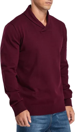 Vista 3 de NITAGUT Suéter casual de manga larga con cuello de chal para hombre