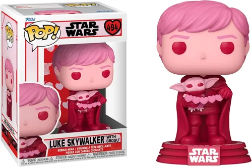 Vista 2 de POP Star Wars: Valentines - Luke Skywalker & Grogu Funko Pop! Figura de vinilo (paquete con funda protectora compatible con caja pop), multicolor