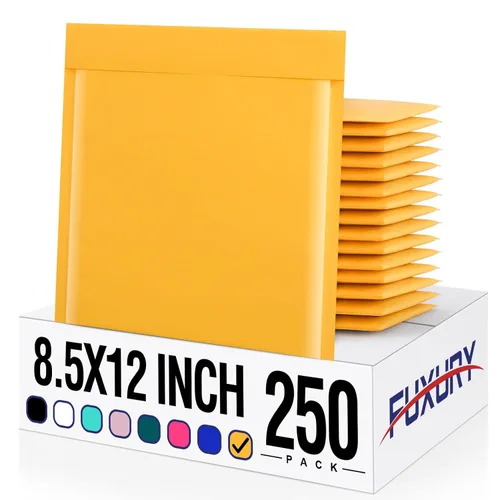 Vista 19 de Fuxury Paquete de 25 sobres de burbujas de papel kraft de 8.5 x 12 pulgadas, sobres acolchados de fuerte adherencia autosellados, sobres acolchados