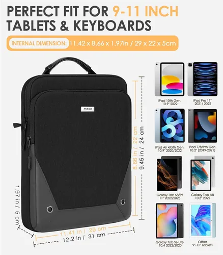 Vista 2 de MoKo Funda para tablet de 9 a 11 pulgadas, funda de transporte protetivo de 360° compatible con iPad 10th 10.9, iPad Air 5/4th 10.9, iPad 9/8th