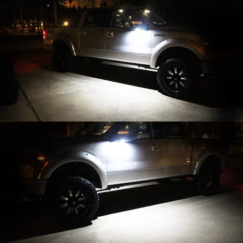 Vista 6 de Foco RUXIFEY de advertencia de charcos para espejo retrovisor lateral, con LED, compatible con Ford F150, Explorer, Edge, Expedition, Flex Fusion