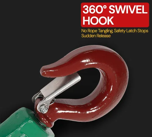 Vista 3 de Mytee Products Bloque de arrebate con gancho WLL 2 Toneladas Polea de 3"' + ' Cable de alambre de 3/8" Pulley para rescate con enrollamiento