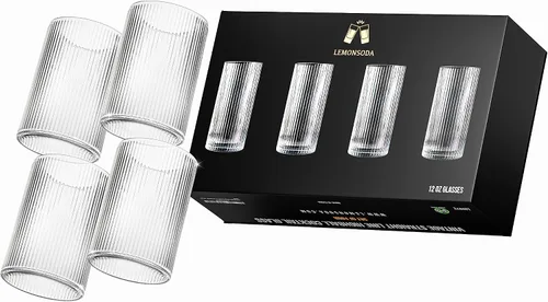 Vista 7 de LEMONSODA - Vasos de cóctel vintage Highball, 12 onzas, juego de 4