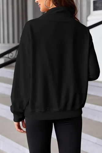 Vista 5 de Doshoop Sudadera de cuello alto de gran tamaño con capucha de manga larga para mujer