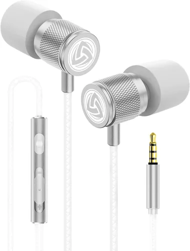 Vista 22 de LUDOS Auriculares con cable ultra intraauriculares, 5 años de garantía, auriculares con micrófono, auriculares con cancelación de ruido, espuma