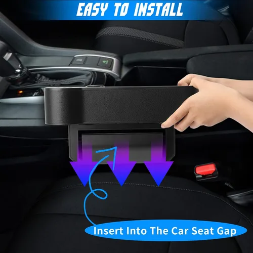 Vista 5 de Organizador de llenado de espacio para asiento de automóvil con inversor de corriente de protección múltiple de 12 V CC a 110 V CA, 4 USB de carga