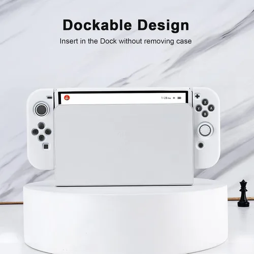 Vista 3 de JINGDU Protective Case Compatible with Switch OLED, Dockable TPU Cover Accessories for Switch OLED Console and Grip Joy-Con, The Switch Protector
