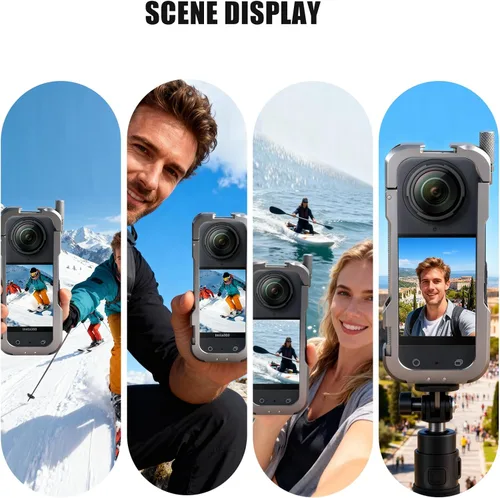 Vista 5 de Jaula ligera de aleación premium X4 compatible con cámara de acción Insta360 X4, compatible con interfaz ARRI de 1/4 pulgadas, protección