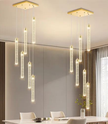 Vista 21 de Candelabros de cristal modernos de 1 luz LED regulable Iluminación colgante para isla de cocina, comedor, pasillo