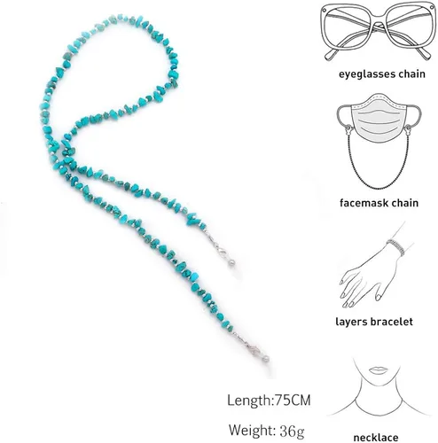Vista 5 de KAI Top Cadena para gafas cadena para gafas de sol cadena para gafas de sol cadena de cuentas para máscara facial para mujer