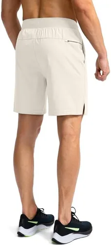 Vista 3 de Pantalones deportivos para hombres, pantalones cortos livianos y de secado rápido para gimnasio y entrenamiento atlético con bolsillos