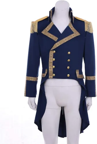 Vista 3 de Mens Musical Hamilton Historical Colonial Costume Steampunk Tailcoat Jacket Gothic Victorian Frock Coat Uniform