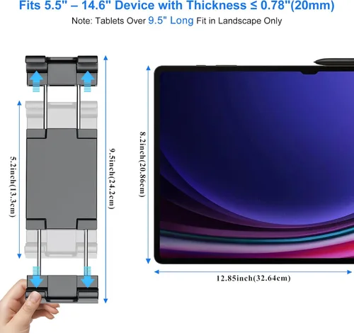 Vista 4 de PLDHPRO Soporte para iPad para Soporte de Micrófono, Soporte Ajustable de 2 Etapas Más Largo para Teléfono Tableta Música Micrófono, Montaje que se