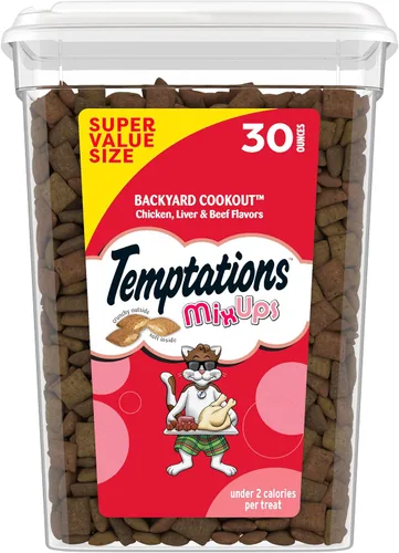 Vista 12 de Temptations MixUps Backyard Cookout - Golosinas crujientes y suaves para gatos, bolsa de 3 onzas (paquete de 12) Chicken, liver & beef flavors