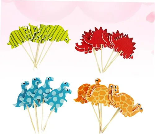 Vista 5 de 96pcs Dinosaur Cake Toppers Birthday Party Dessert Decorations