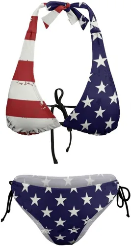Vista 5 de Trajes de baño de dos piezas con la bandera americana para mujer
