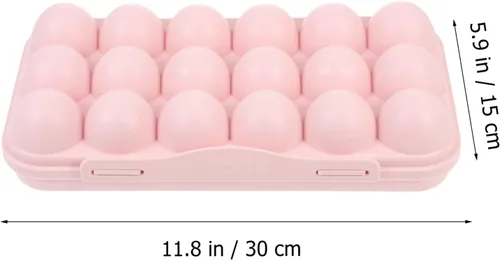 Vista 4 de Angoily Cartón de huevos, soporte apilable para huevos para refrigerador, almacenamiento de plástico1, bandejas de almacenamiento rosa de cocina
