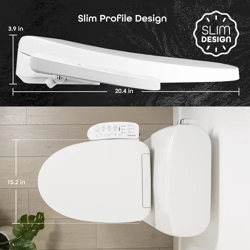 Vista 8 de BidetMate 3000 Series Bidet Asiento de inodoro con agua calentada, control lateral Unlimited warm-water wash, air dryer, and self-cleaning