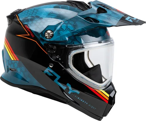 Vista 4 de Fly Racing Trekker Cold Weather MX ATV Off-Road Motorcycle Helmet Pizarra/Negro/Rojo (Dual Shield)