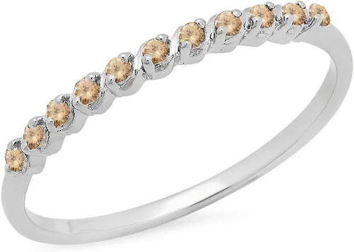Vista 8 de Dazzlingrock Collection Anillo apilable de plata de ley para mujer, 0.12 quilates (ctw)