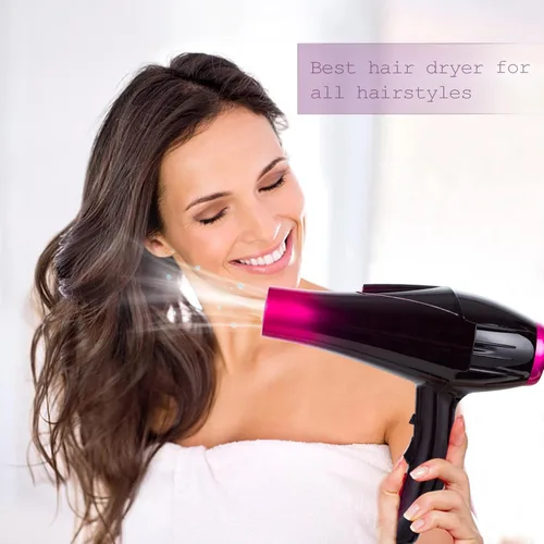 Vista 6 de Secador de pelo iónico con motor de 3500 W, 3 ajustes de calor/2 velocidades, 2 boquillas, 1 difusor para uso profesional en el salón de belleza