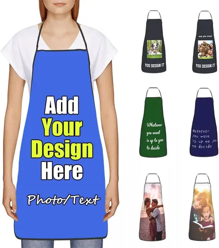 Vista 28 de Delantal Personalizado, Diseña Tu Propio Delantal de Cocina para Cocinar, Sube Tus Fotos Favoritas Logo, Añade Cualquier Nombre o Texto