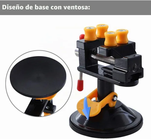 Vista 3 de Yakamoz Mini abrazadera universal de tornillo de succión de 360 grados, prensa de tornillo de banco de mesa con base de succión para bricolaje