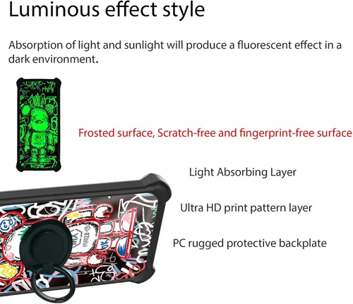 Vista 3 de jioeuinly Funda para Huawei Nova Y91 compatible con Huawei Nova Y91 con protector de pantalla de vidrio templado, soporte de anillo, efecto