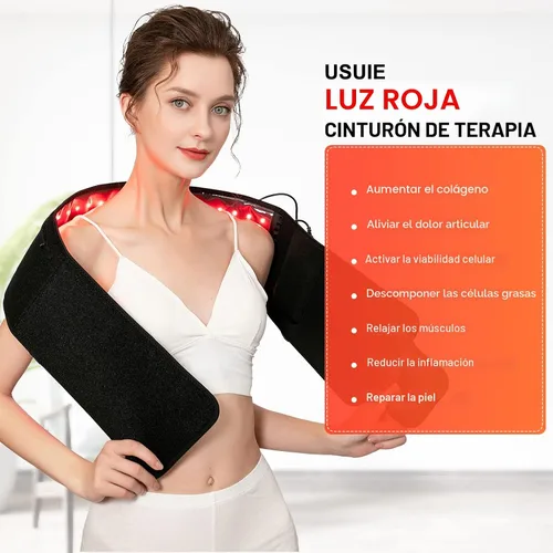 Vista 5 de USUIE Cinturón de terapia de luz roja, terapia de luz infrarroja, dispositivo de terapia de luz roja para cuerpo con temporizador para espalda