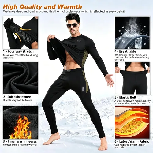 Vista 3 de WINDCHASER Conjunto de ropa interior térmica para hombre, equipo de caza para deportes de invierno, pantalones largos, capa base, parte inferior
