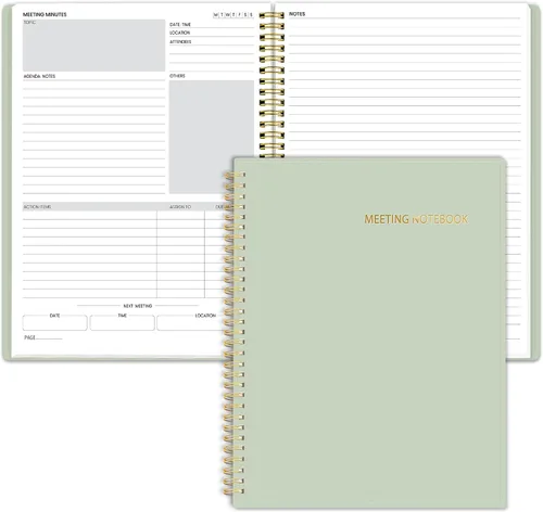 Vista 11 de SUNEE Half Meeting Half Note - Cuadernos profesionales de 8.5"x11" para el trabajo - 160 páginas, planificador de proyectos de tamaño A4, agenda