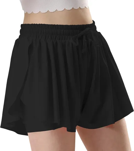 Vista 3 de Pantalones cortos fluidos con diseño de mariposa para niñas, pantalones cortos deportivos para niñas, pantalones cortos de mariposa para niños