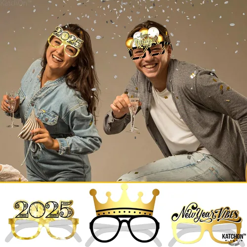 Vista 7 de KatchOn, Gafas de feliz año nuevo 2025 – Paquete de 12, gafas de fiesta de Año Nuevo 2025 Gafas de feliz Año Nuevo, decoraciones de Año Nuevo 2025