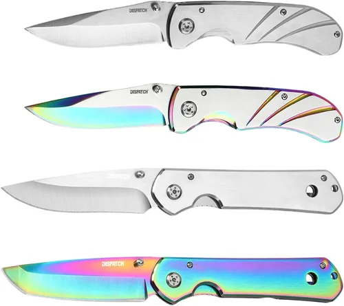 Vista 10 de Dispatch Iris Navaja de bolsillo plateada de 3.9 pulgadas para hombres, cuchillo plegable EDC para camping, supervivencia, senderismo al aire